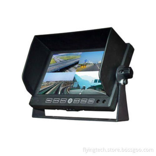 7-inch car monitor with 4ch AV input and 4ch video recorder function, supports 32GB SD card